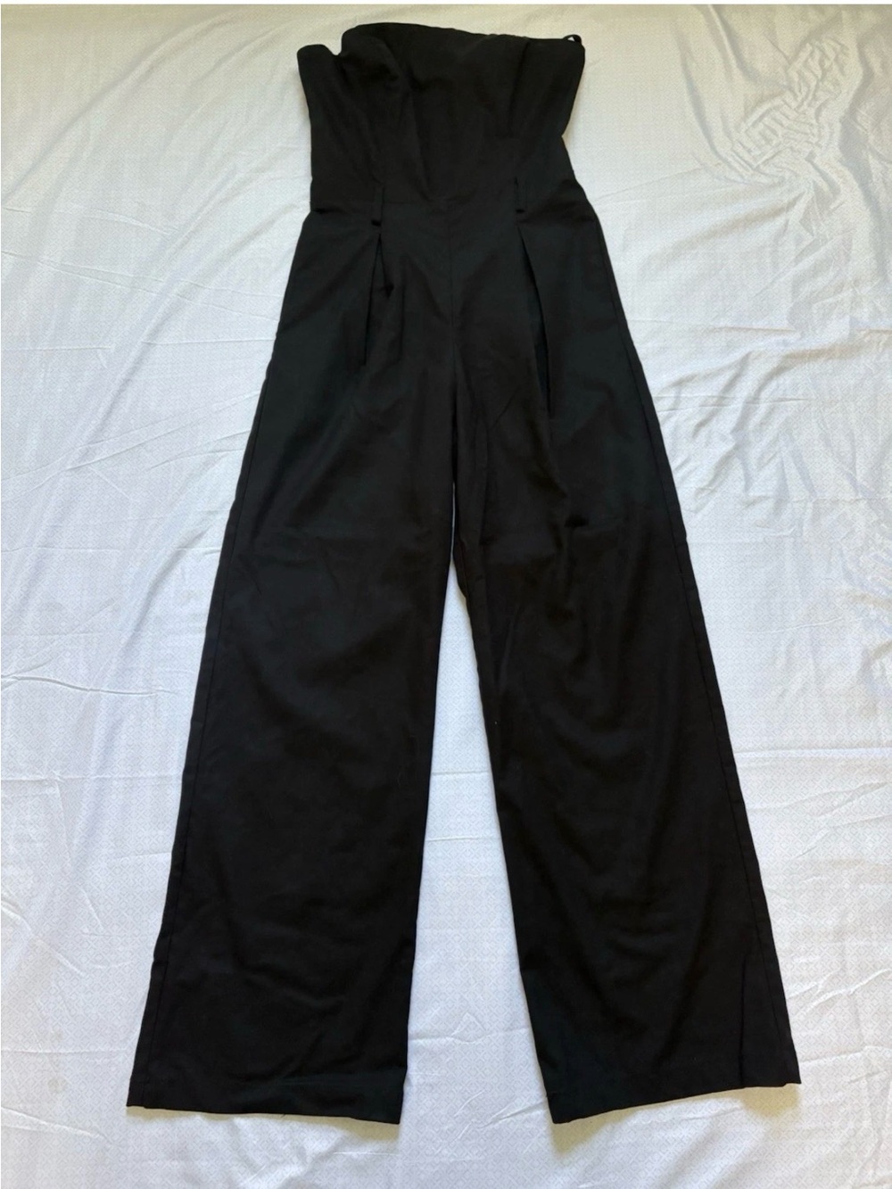 Monteau Strapless Wide-Leg Jumpsuit in Black